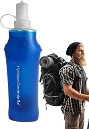 Flask - Hydration Flask Foldable Water Bottle with Handle - Dust-Proof Lid, Handheld, Food-Grade for Hiking, Running, Climbing, Women Men