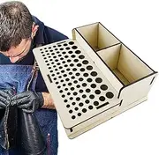 Leather Working Tool Box | Professional Wooden Tool Holder with 2 Slots and 103 Holes | Wooden Storage Box for Tools, Wooden Craft Tool Box for Storage