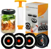 - Home Fermentation Kit 4 Wide Mouth Fermenting Lids Airlocks Oxygen Extraction