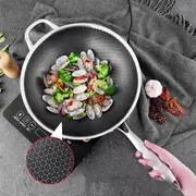 Danoz Kitchen ‍ 34cm 304 Stainless Steel Non-Stick Stir Fry Cooking Kitchen Honeycomb Wok Pan with Lid
