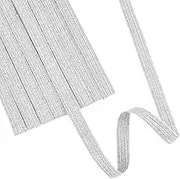 FINGERINSPIRE 5 Yards Silver Braid Trim 0.4inches Wide Military Bullion Braid Trim Metallic Braid Lace Ribbon Decorative Polyester Braided Ribbon for Cuff badge Costume DIY Sewing Craft Embellishment