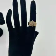 Vintage 10K Yellow Gold Diamond Cluster Ring Women's Fine Jewelry sz 7