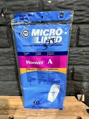 3 Micro-Lined HOOVER Type A Vacuum Cleaner Bags 99.7% Filtration Bissell Singer
