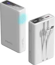 ROMOSS Touch Button PAC20 Portable Charger 20000mAh, PD 22.5W Fast Charging Power Bank with Built in Cables, 3 Output 2 Input USB C Battery Pack Phone Charger for iPhone 16/15/14, Galaxy, Google etc