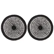 2PK Ladelle Apollo 38cm Round Seagrass Placemat - Black