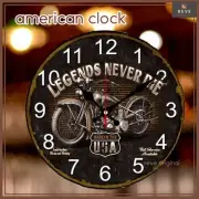 Clock Wall Clock Battery Operated Analog Retro American Numbers Cafe Garage Bla