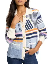 Nic+Zoe Pattern Play Button Front Cardigan