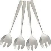 Ciieeo 4Pcs Stainless Steel Fruit Forks Food Serving Picks for Appetizers Smooth Polished Tableware for Salads Pastries and Desserts Compact and Lightweight Design