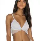 Free People Lucia Underwire Bra 32 C Blue Hydrangea Sheer Lace $48 NEW NWT