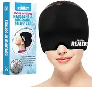 Doctor Developed Migraine Relief Cap / Headache Hat For Migraine / Migraine Ice Head Wrap / Headache Relief Cap For Migraine Relief And Headache Relief / 360° Headache Hat / Relief Products Sinus Mask [Black]