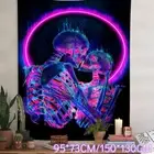 Skull Tapestry Psychedelic Fluorescent Wall Hanging Carpet Mandala cluIZ