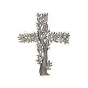 Handcrafted Haitian Metal Art, Tree of Life Cross, Religious Wall Art, Upcycled