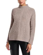 C by Bloomingdale's Cashmere Cashmere Mock Neck Cable Knit Sweater - Exclusive