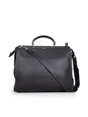Black Leather ISeeU Peekaboo Monster Bag