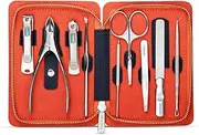 9 Pcs Stainless Steel Manicure Kit Professional Manicure Tools with Leather Case Personal Care Tool for Thick Nails
