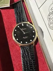 RARE Vintage Dufonte Lucien Piccard Mens Watch Diamond Dial NOS Original Box