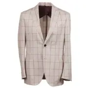 Luciano Barbera Soft-Constructed Windowpane Check Silk Sport Coat 40R (Eu 50)