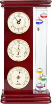 Stylish Weather Station: Analog Thermometer, Clock & Barometer - Battery Powered