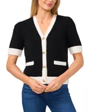 CeCe Contrast Trim Cardigan