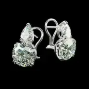 NEW 4.50Ct Created Diamond Solitaire Omega back Earrings 14K White Gold Finish