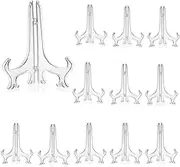 12 Pcs Clear Acrylic Easel Stands, 7 Inch Set Plastic Plate Display Picture Frame Holder, Card Holder Stands