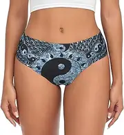 [JBYJBX] Ying Yang Diagram Print Women's Briefs XS-4XL Bikini Ladies Underpants Panties Full Coverage Seamless, Black, Large