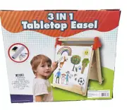 Tabletop Easel 3 In 1 Art Work Center and White Board Chalk Board & Paper Roll
