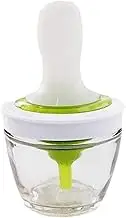 Oil Dispensing Bottle, 2 in 1 Glass Olive Oil Dispenser with Silicone Basting Brush, Silicone Oil Brush Glass Oil Container Oil Bottle Brush Set for Kitchen Cooking Frying Baking Pancake Air Fryer