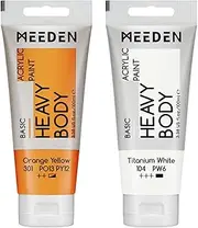 MEEDEN Acrylic Paint Orange Yellow: 100ml Heavy Body Acrylic Paint Tube Bundled with Additional Titanium White Colour for Art Craft Painting