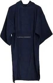 lahomia Cotton Surf Poncho Changing Robe with Hood Dry Wetsuit Changing Towel with Waterproof Pocket for Surfing Beach Swim, Navy Blue