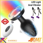 LED Light Up Anal Butt Plug Vibrator G-spot Stimulator Dildo Sex Toys for Women