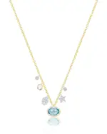 Meira T 14K White & Yellow Gold Blue Topaz, White Topaz & Diamond Multi Charm Pendant Necklace, 16-18