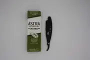 100xAstra Platinum Double Edge Razor Blades+Classic Black Straight Edge Razor