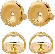 Beebeecraft 1 Box 8Pcs Screw Earring Backs 18K Gold Plated 925 Sterling Silver Screw On Backs Locking Secure Replacements for Diamond Studs Posts Earrings