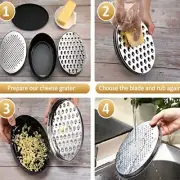 Black Slicer Cheese Grater Vegetables Stainless Steel Oval Box Container Grat DL
