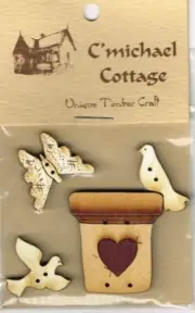 Flower Pot Gathering Wood Buttons 30mm and 20mm
