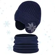 [Vbnuyhim] Winter Hat and Scarf Set for Children - Knitted Warm Hat and Winter Round Scarf, Elastic, Thickening Outdoor Sports Hat for Travel, Hiking, Walking the Dog, Running