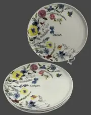 NEW Mikasa Jolie Set of 4 Dinner Plates 11" Bone China White Floral Multicolor