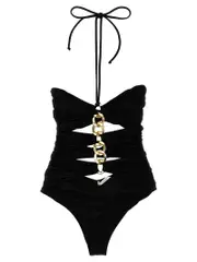 [Elisabetta Franchi] Elisabetta Franchi-Chain One-Piece Swimsuit Beachwear Nero-Donna 44IT Black