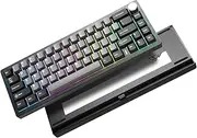 YUNZII AL68 Wireless Mechanical Keyboard 60%,QMK/VIA Aluminum Keyboard,Hot Swappable Custom Keyboard with Knob,Gasket Structure,RGB Gaming Keyboard for Mac/Win/Linux (Black, Cocoa Cream v2 Switch)