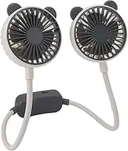 Portable Neck Fan, ABS Plastic Foldable Hose, Double Head Hands Neck Fan with Charger for Desktop