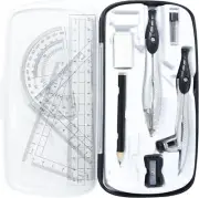 Geometry Set, 10 Pcs Math Protractor Compasses Kit with Ruler, Triangles, Eraser