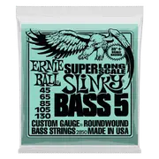 Ernie Ball Bass 5 Slinky Super Long Scale Electric Bass Strings, 45-130 Gauge