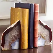 AMOYSTONE Agate Geode Bookends Decorative Crystal Stone Book Ends Heavy Duty ...