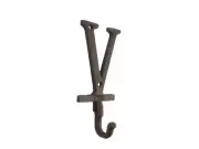 [Pack Of 2] Rustic Copper Cast Iron Letter V Alphabet Wall Hook 6""
