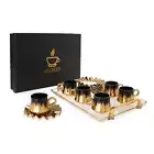 Espresso Cup & Saucer Set Luxury Porcelain Coffee Cafe Cups 90ml Black Gold