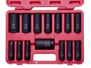 Impact Socket Set 1/2 Inch Drive Deep Metric Sizes 14 Piece 10-32 mm 6 Point Chr