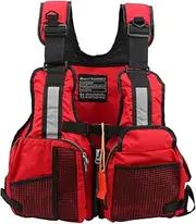 [Topyond] Portable Multi-Pocket Life Jacket for Fishing, Premium Waistcoat with CE Certification, Available in Black and Red