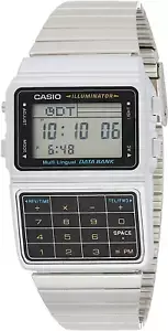 Casio Men'S Silver Tone 25 Memory Calculator Databank Watch