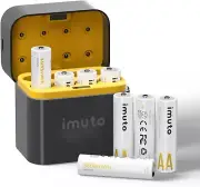 Rechargeable AA Batteries Lithium 8 Pack with Charger 3600mWh 1.5V Constant